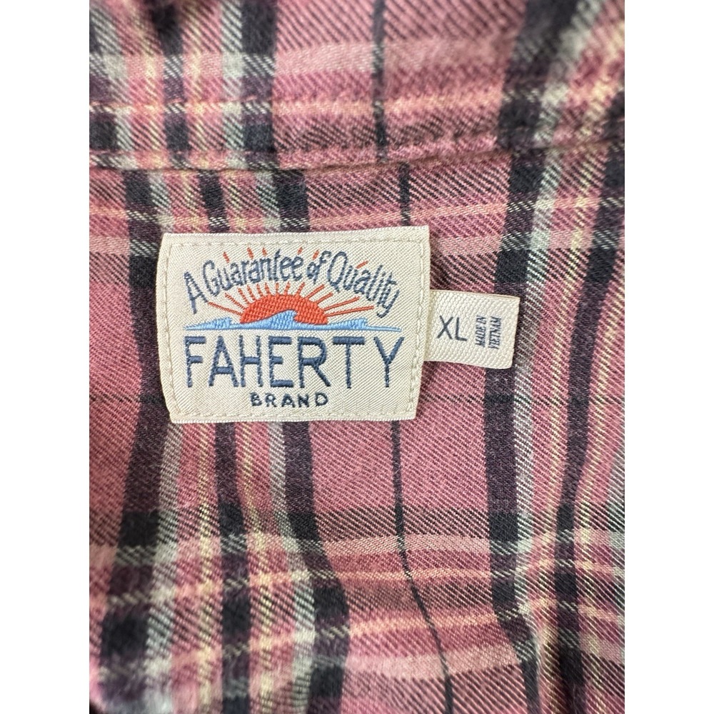 Faherty Shirt Mens XL Pink Mauve Plaid Featherweight Flannel The Movement L/S - Picture 5 of 11